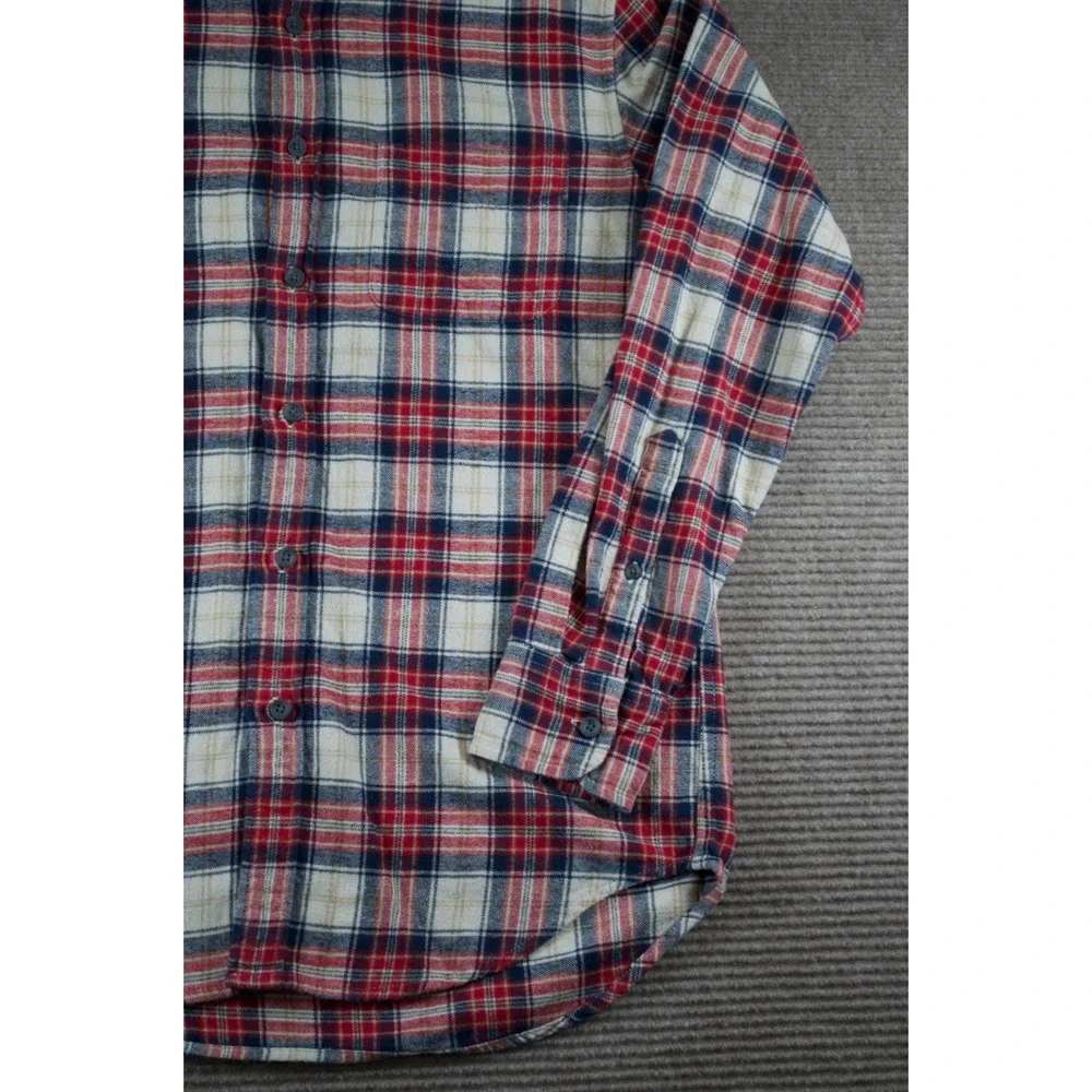 J.Crew Men's Small Red Navy Plaid Flannel Button Up Shirt